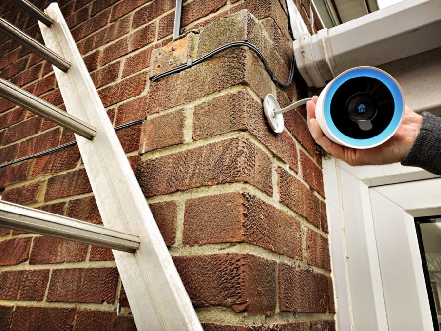 Installing the best smart home cameras on a brick wall